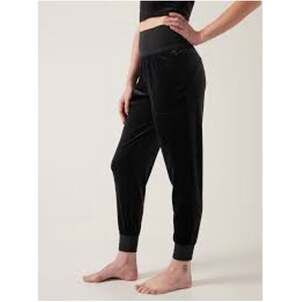 Athleta Pants Womens Small Black Salutation Velvet Jogger Athleisure Travel Yoga